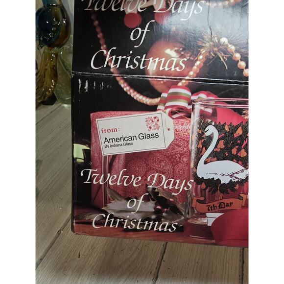 Vintage Indiana Glass 12 Days Of Christmas Drinking Glasses Original Box Holiday - Picture 14 of 16